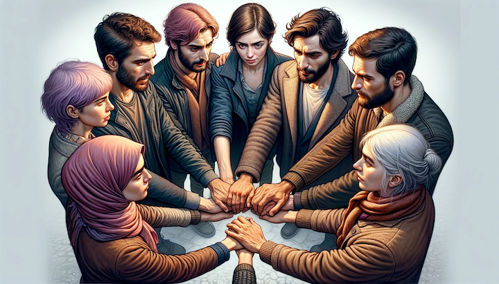 DALL·E 2024-01-09 22.52.03 - A small group of six to seven Turkish individuals, each uniqu